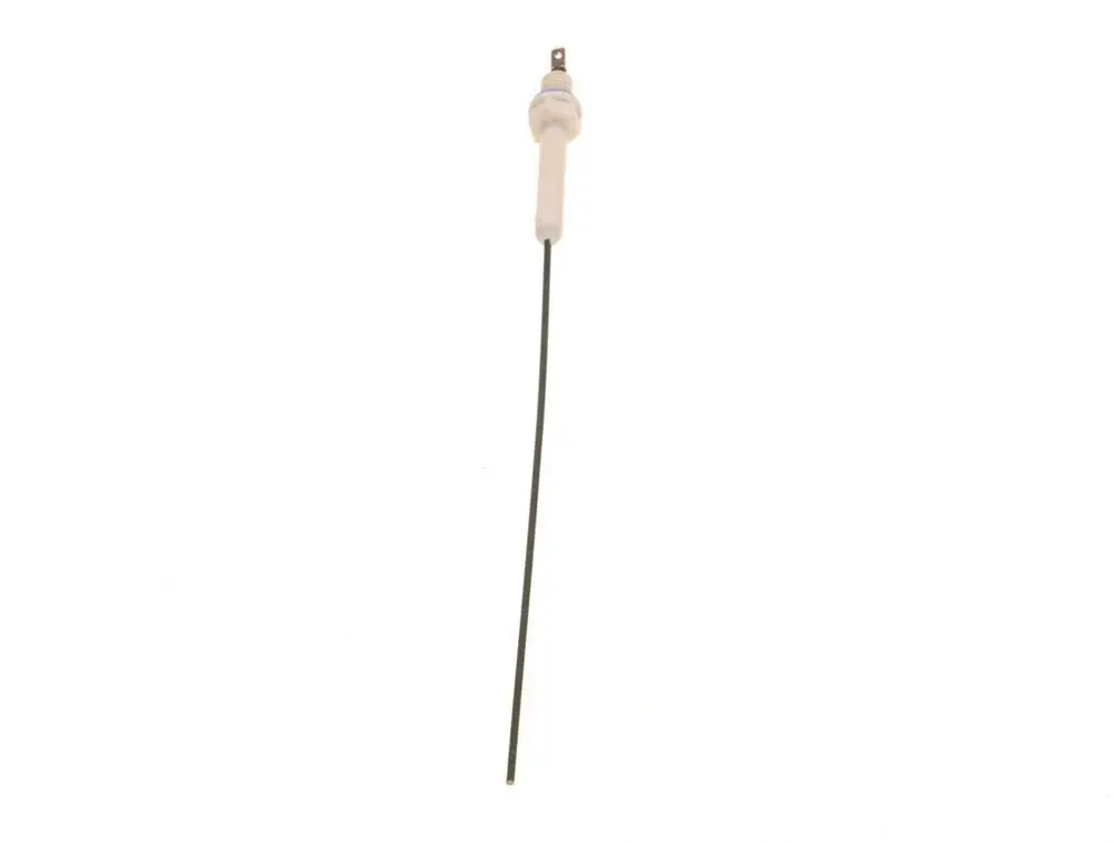 Bosch Anode mit einem weißen Kunststoffgehäuse und einem langen Metallstab, geeignet für den Einsatz in wassererhitzenden Geräten.